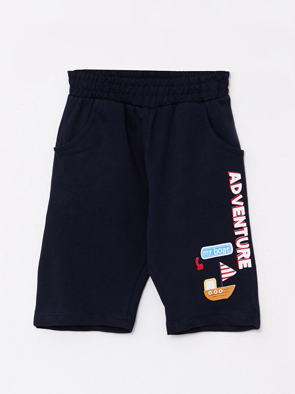 Ekru Bisiklet Yaka Erkek Bebek Tişört ve Şort 2'li-2