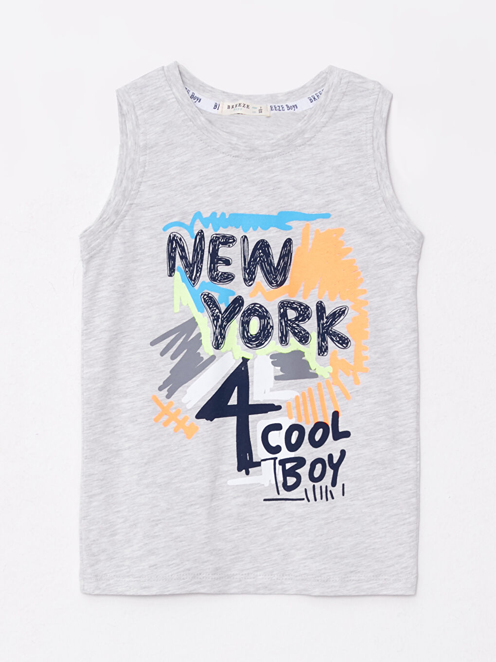 Gri Bisiklet Yaka Erkek Bebek Atlet ve Şort 2'li-1