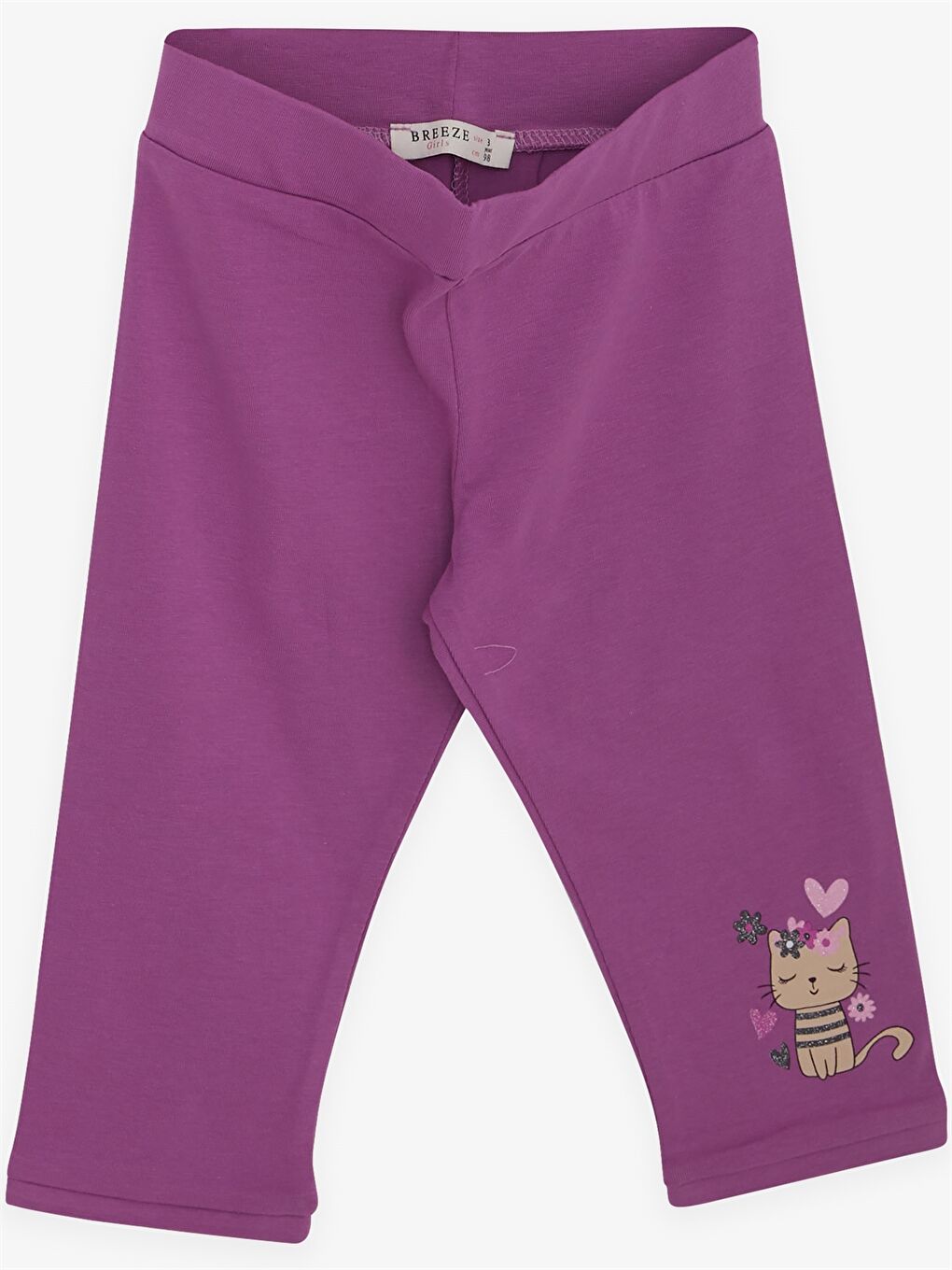 Gri Bisiklet Yaka Kız Bebek Tişört ve Tayt 2'li-3