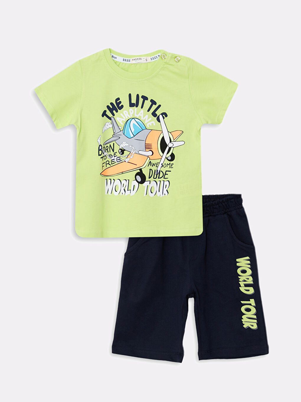 Yeşil Bisiklet Yaka Erkek Bebek 2'li Takım