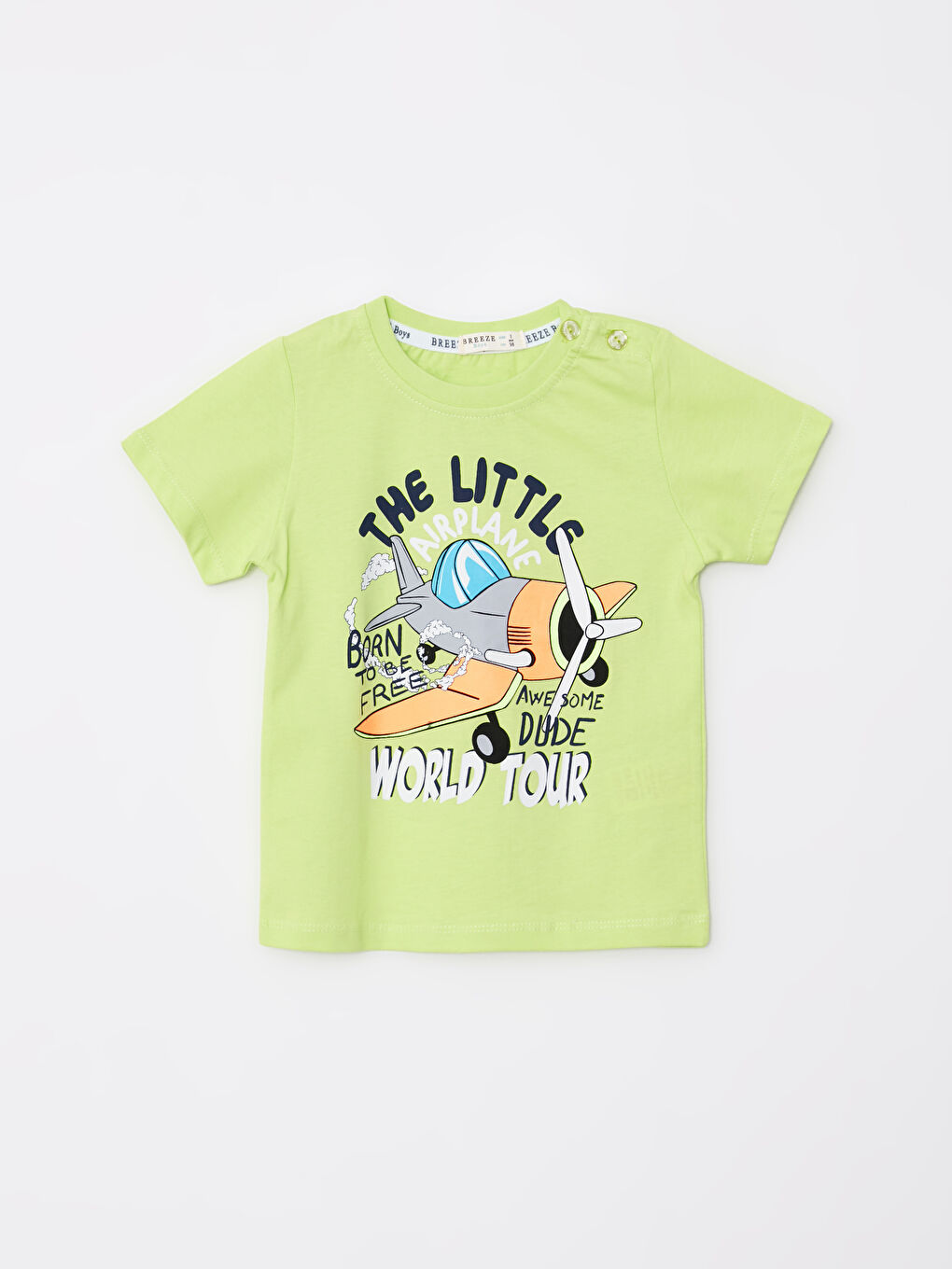 Yeşil Bisiklet Yaka Erkek Bebek 2'li Takım-1