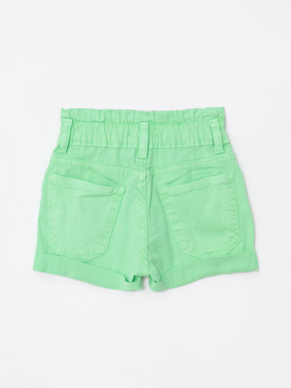 Yeşil Beli Lastikli Kız Çocuk Şort-2