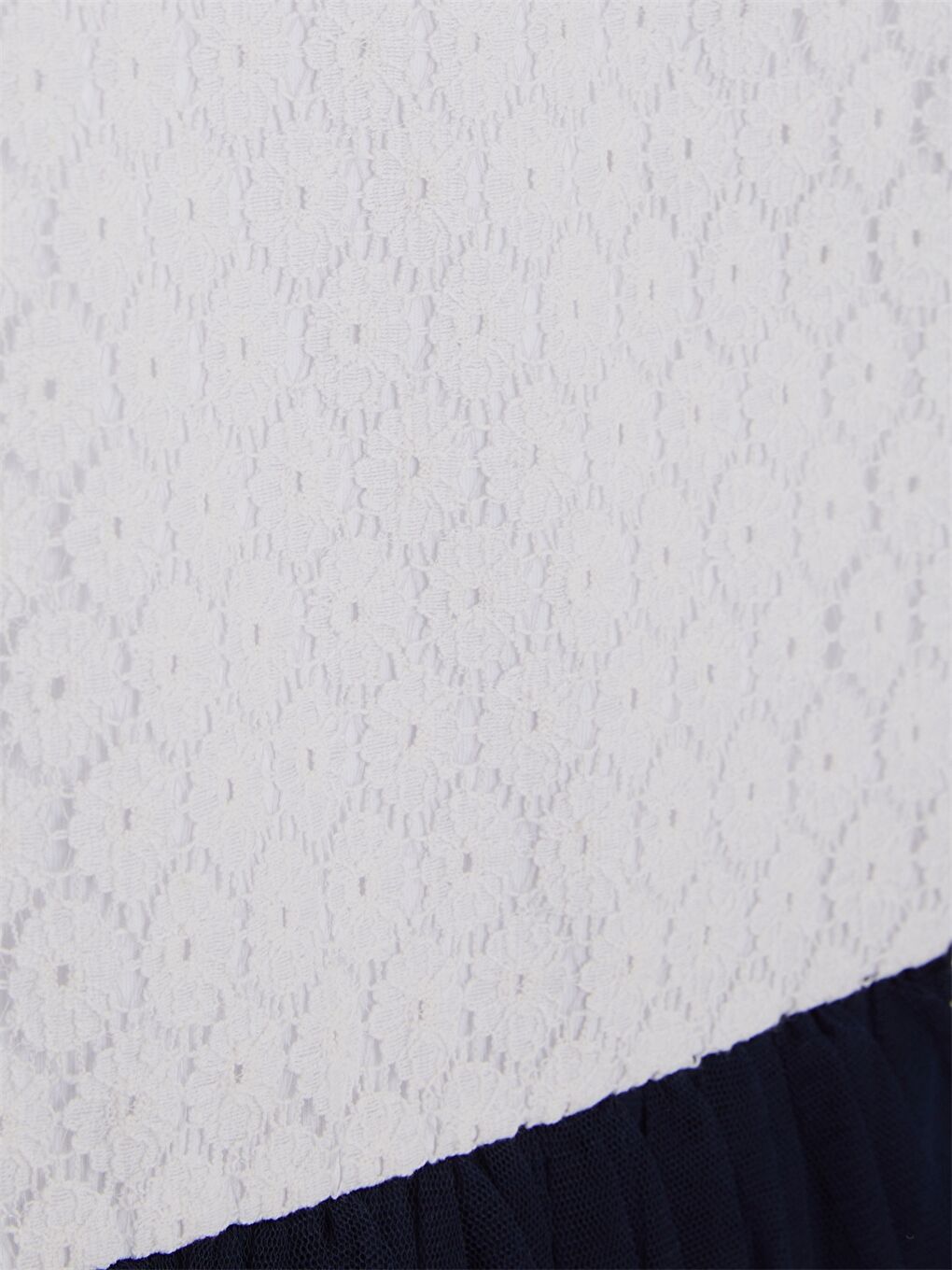 Beyaz Bisiklet Yaka Kısa Kollu Kız Çocuk Elbise-3