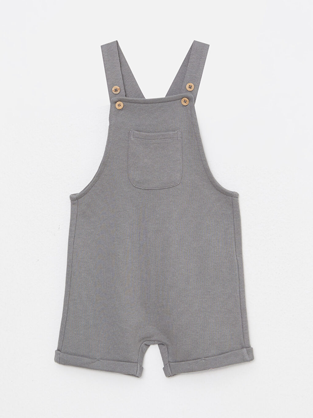 Gri Kare Yaka Basic Erkek Bebek Salopet