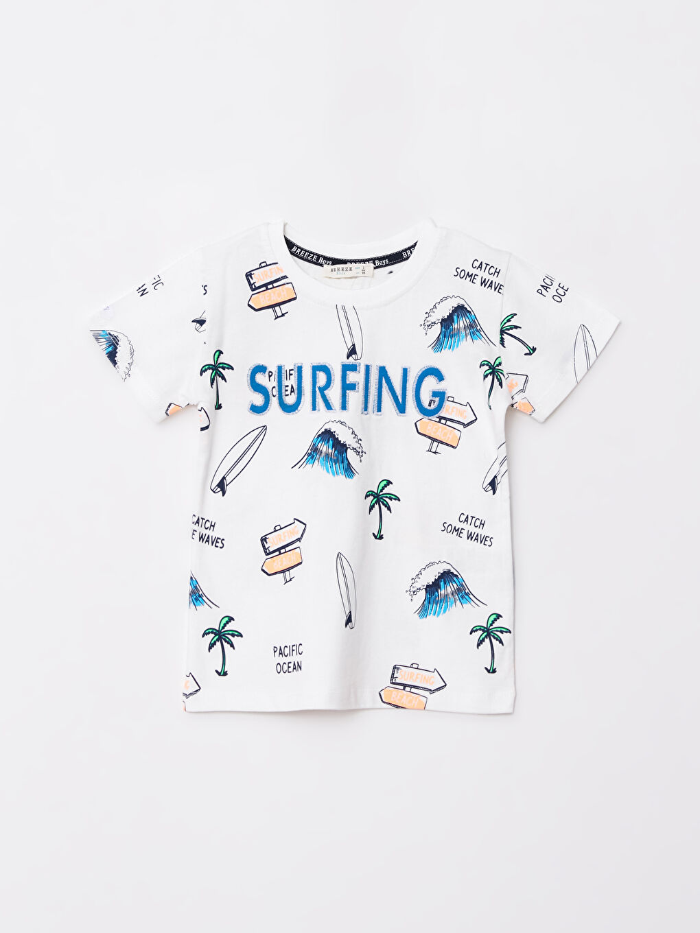 Ekru Bisiklet Yaka Baskılı Erkek Çocuk Atlet ve Şort-1