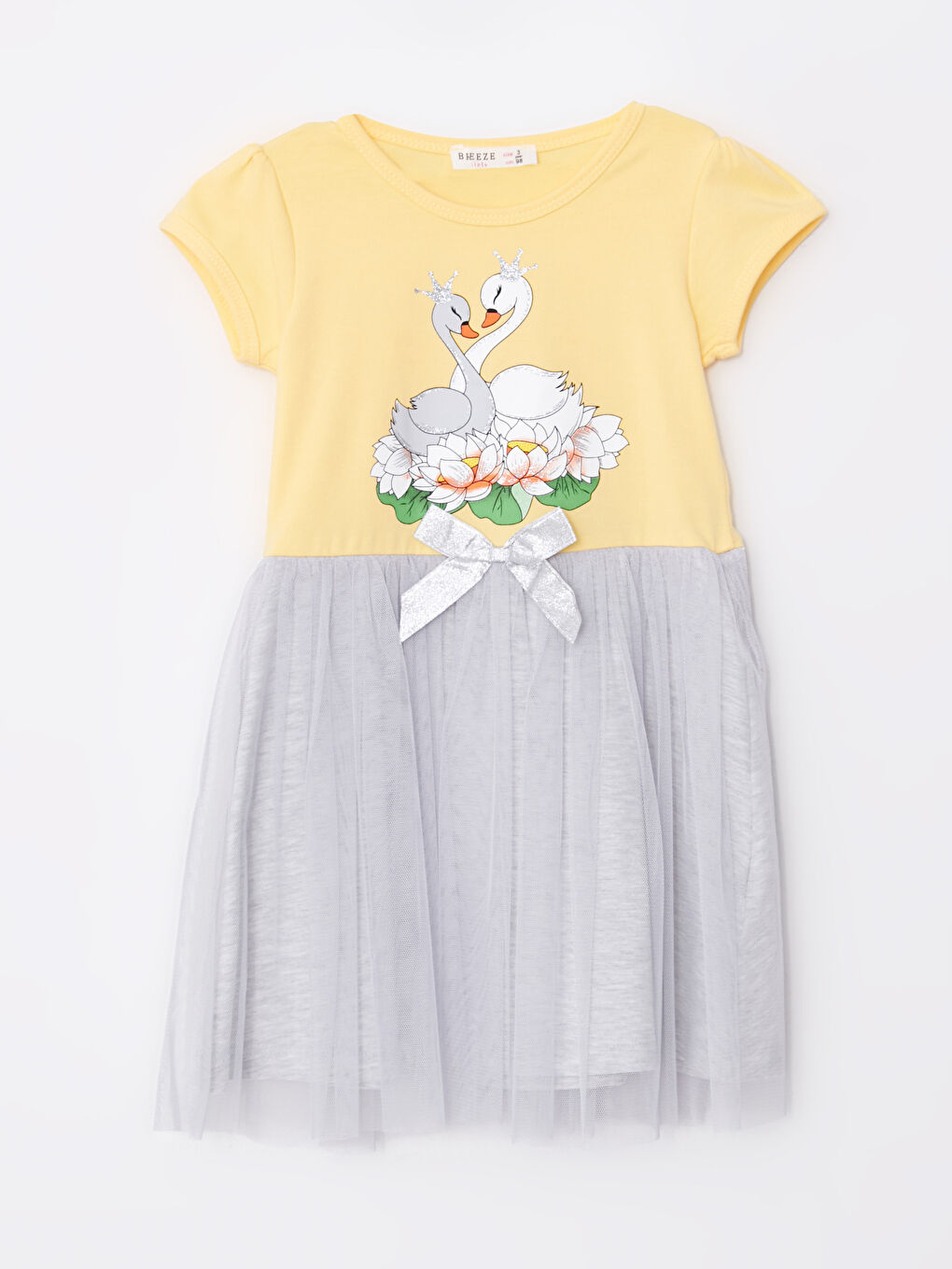 Sarı Bisiklet Yaka Kız Bebek Elbise