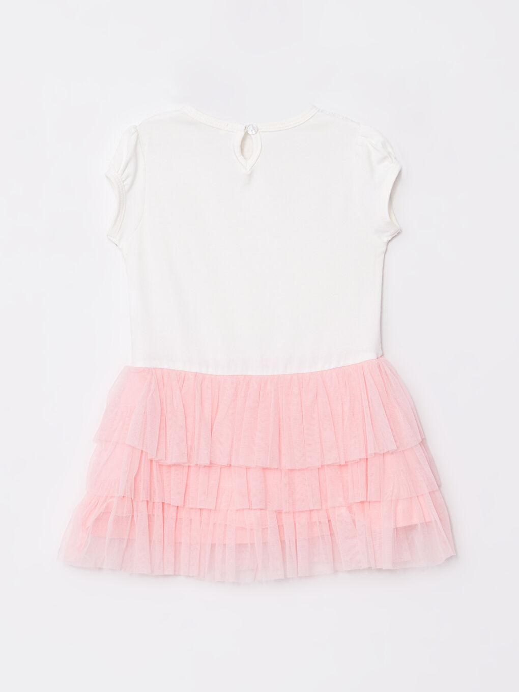 Ekru Bisiklet Yaka Kız Bebek Elbise-1