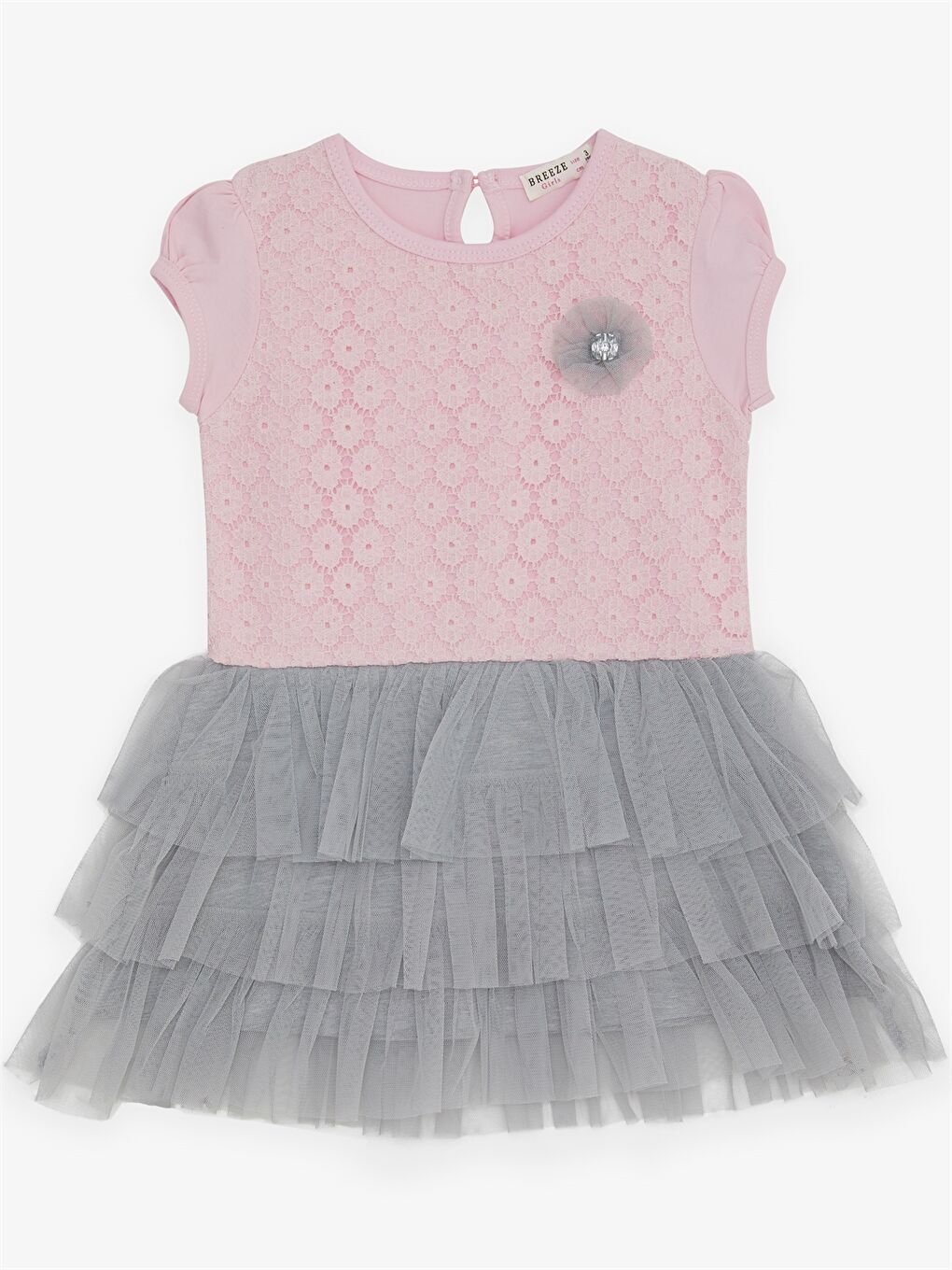 Pembe Bisiklet Yaka Kız Bebek Elbise