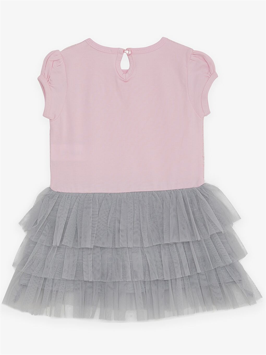 Pembe Bisiklet Yaka Kız Bebek Elbise-1