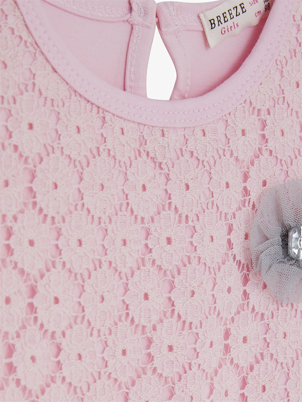 Pembe Bisiklet Yaka Kız Bebek Elbise-2