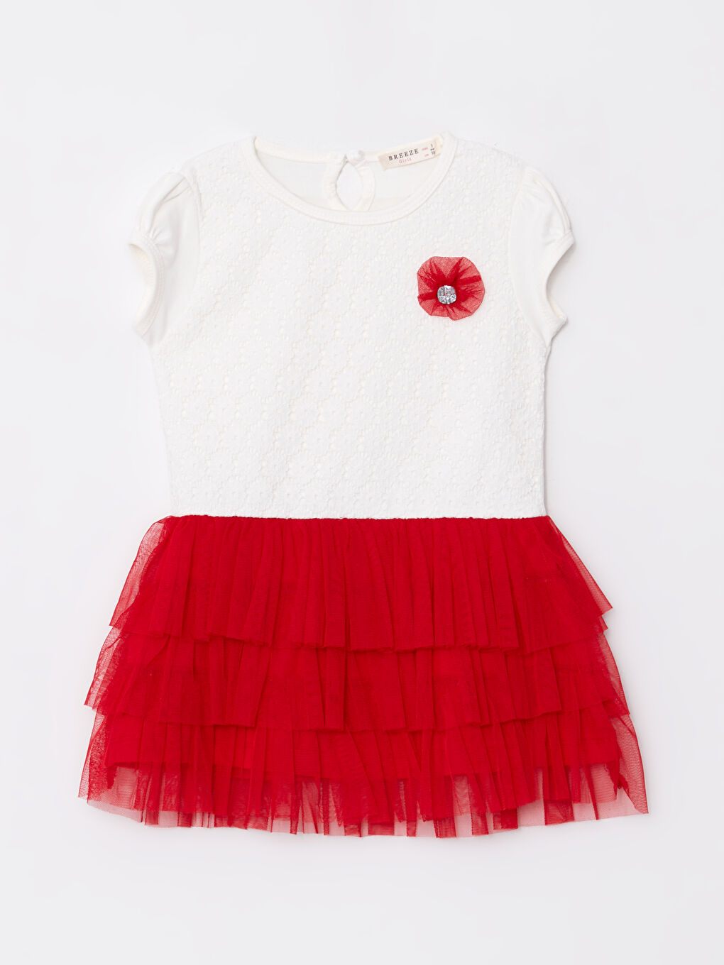 Ekru Bisiklet Yaka Kız Bebek Elbise