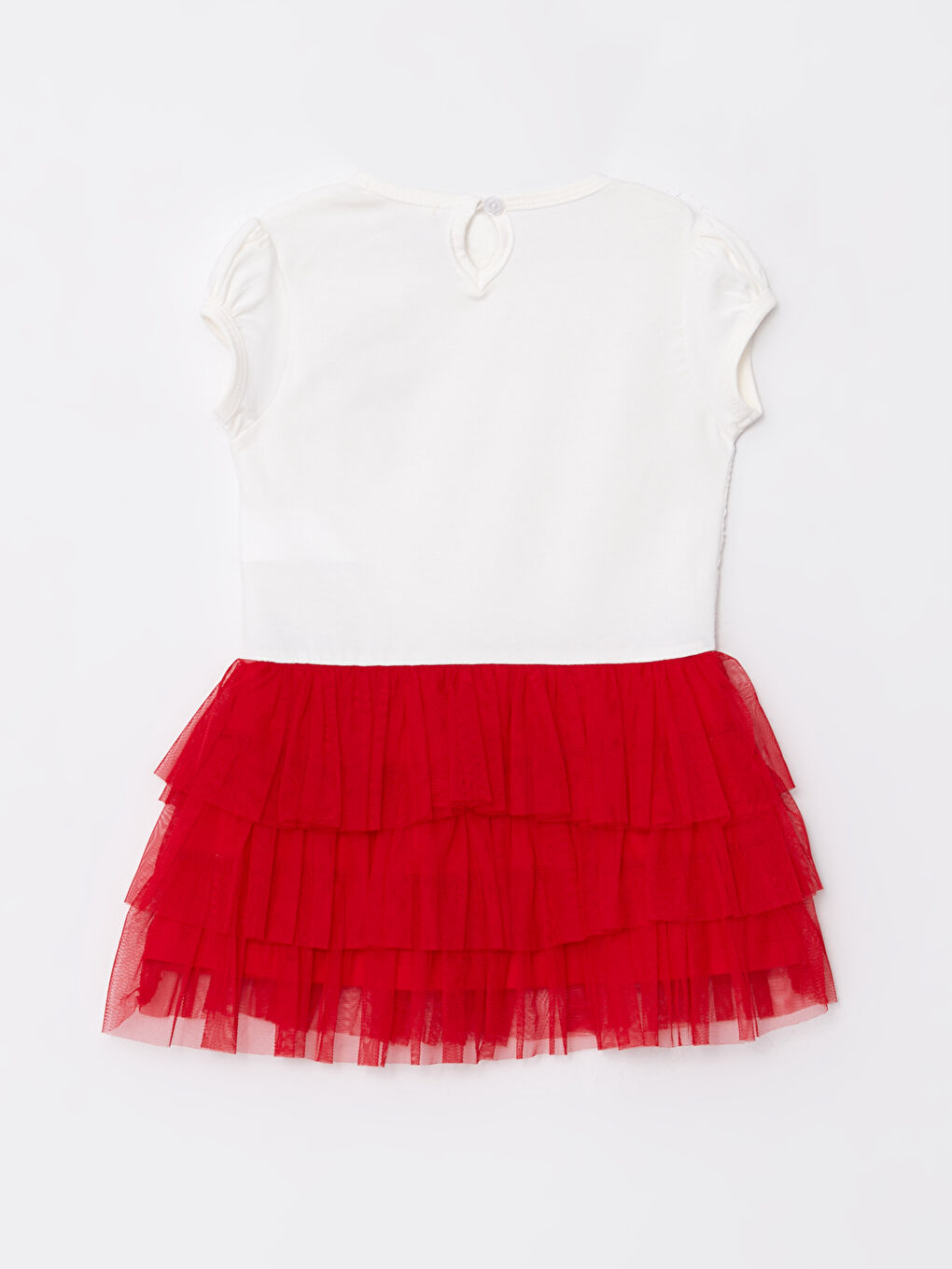 Ekru Bisiklet Yaka Kız Bebek Elbise-1