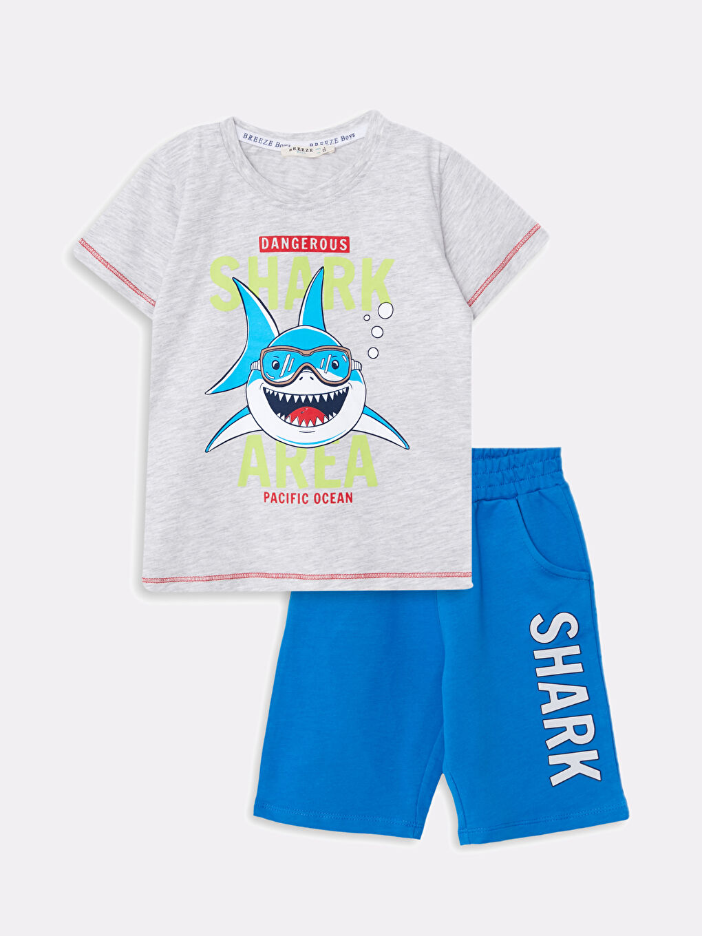 Gri Bisiklet Yaka Erkek Bebek 2'li Takım