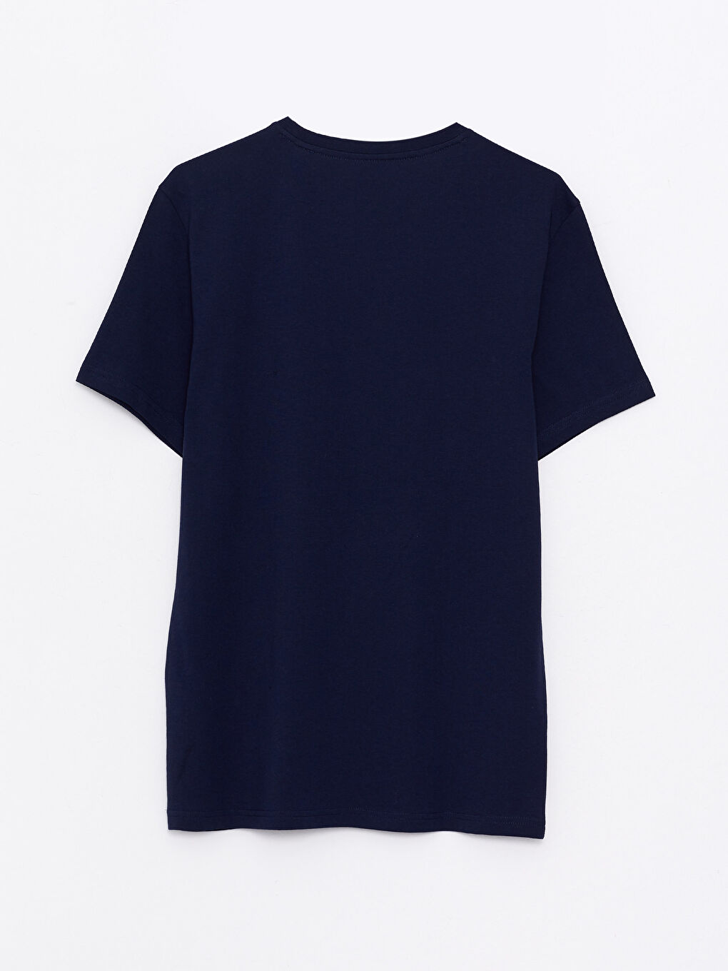 Lacivert Bisiklet Yaka Kısa Kollu Baskılı Penye Erkek Tişört-6