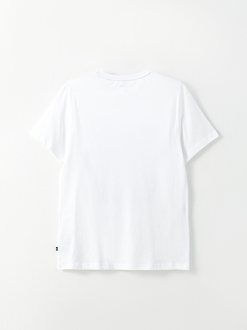 Beyaz Bisiklet Yaka Kısa Kollu Baskılı Erkek Tişört-6