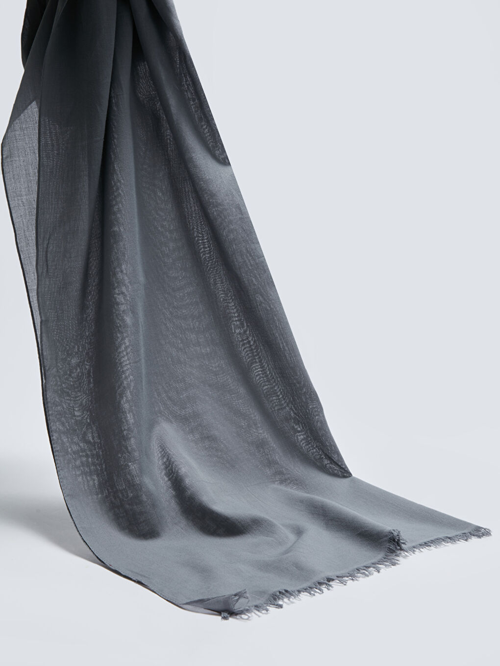 Gri Düz Pamuklu Kadın Şal