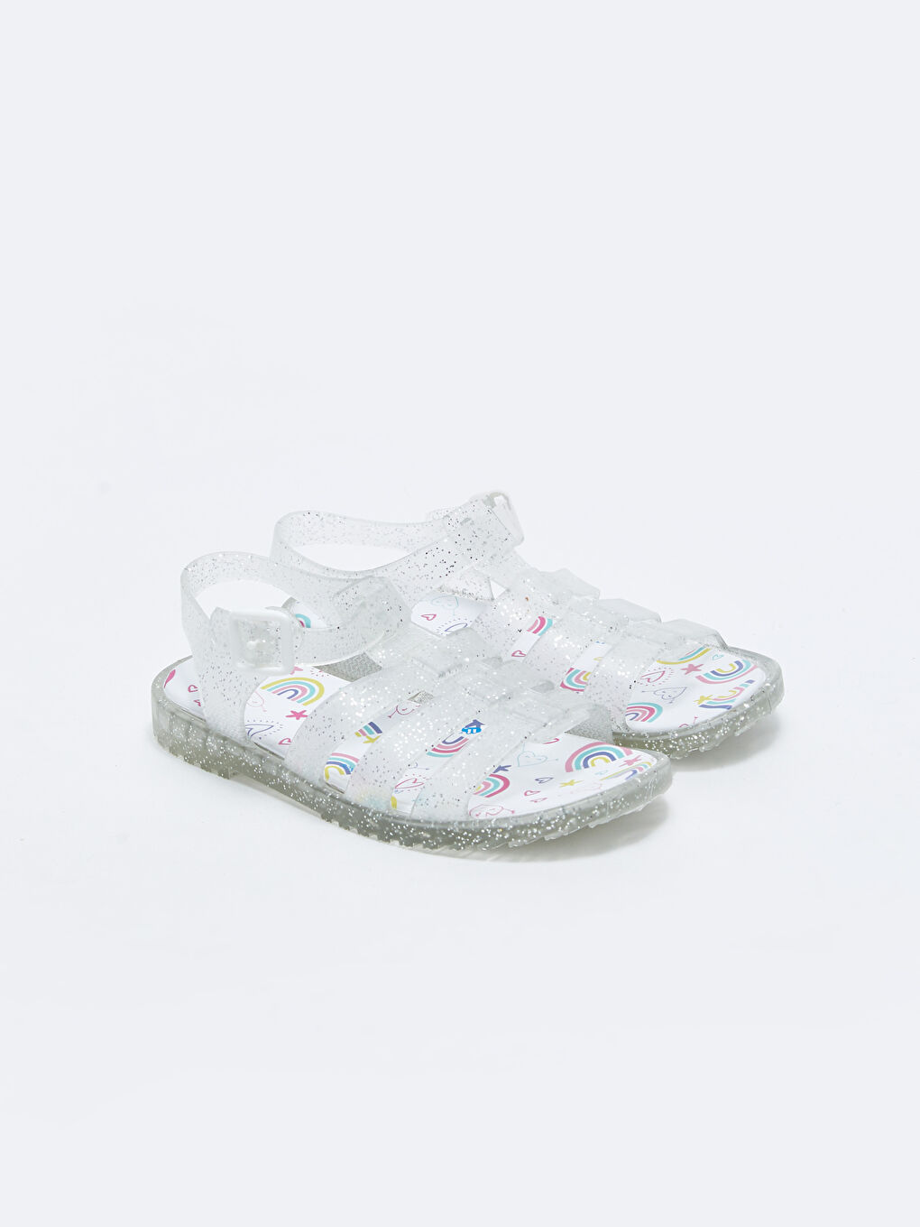 Sandales Fille avec Bande Transparente et Boucle Pailletée