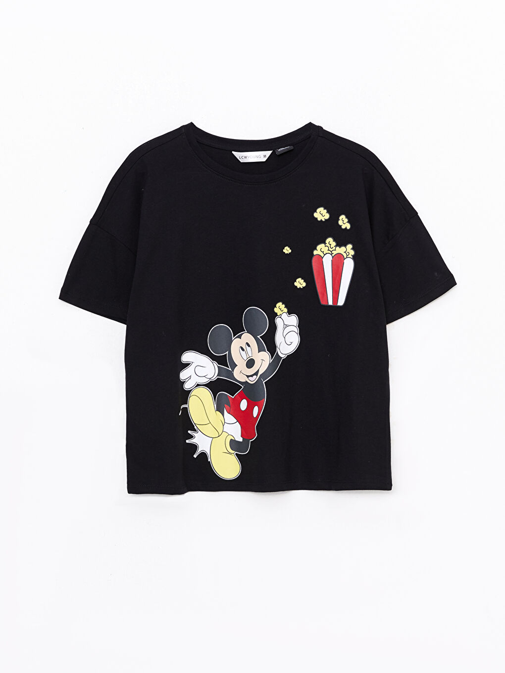 Beyaz Bisiklet Yaka Mickey Mouse Baskılı Kısa Kollu Kadın Pijama Takımı-5