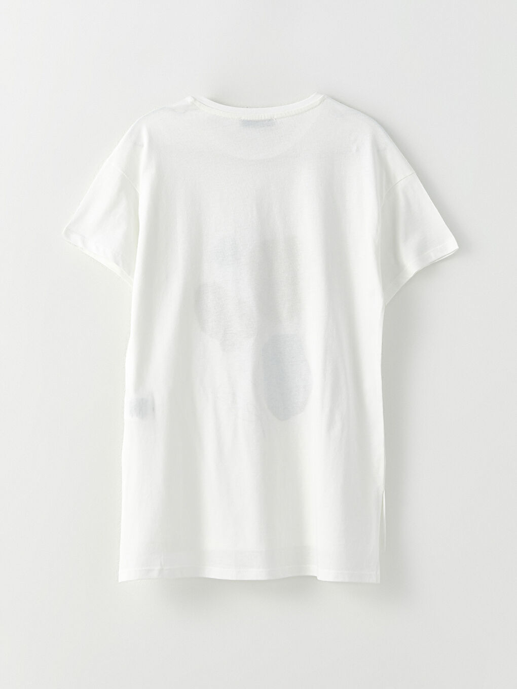 Ekru Bisiklet Yaka Baskılı Kısa Kollu Pamuklu Kadın Tişört-6