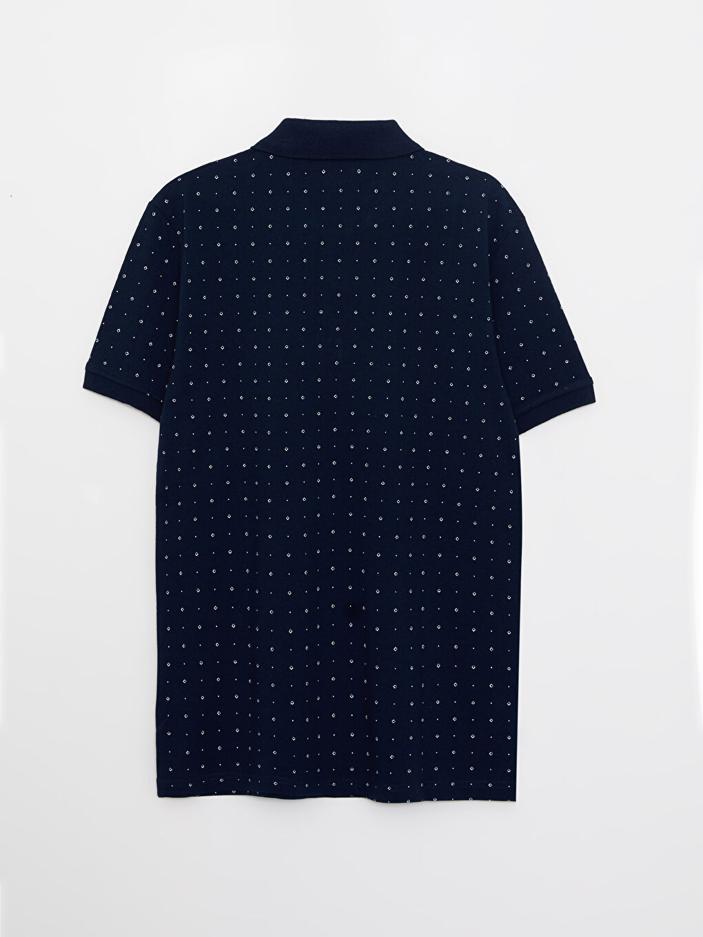 Lacivert Polo Yaka Kısa Kollu Desenli Pike Erkek Tişört-6