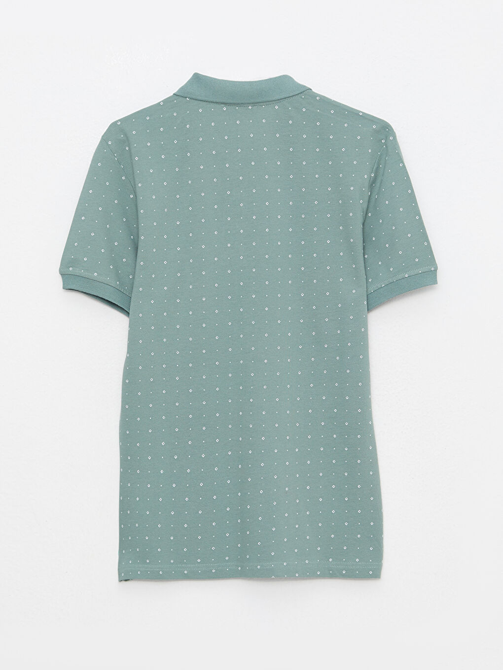 Yeşil Polo Yaka Kısa Kollu Desenli Pike Erkek Tişört-6