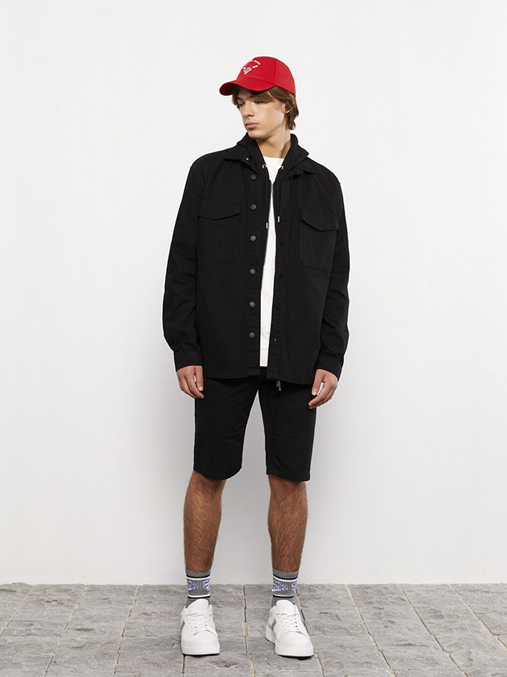 Kırmızı Nakışlı Erkek Kep Şapka-1