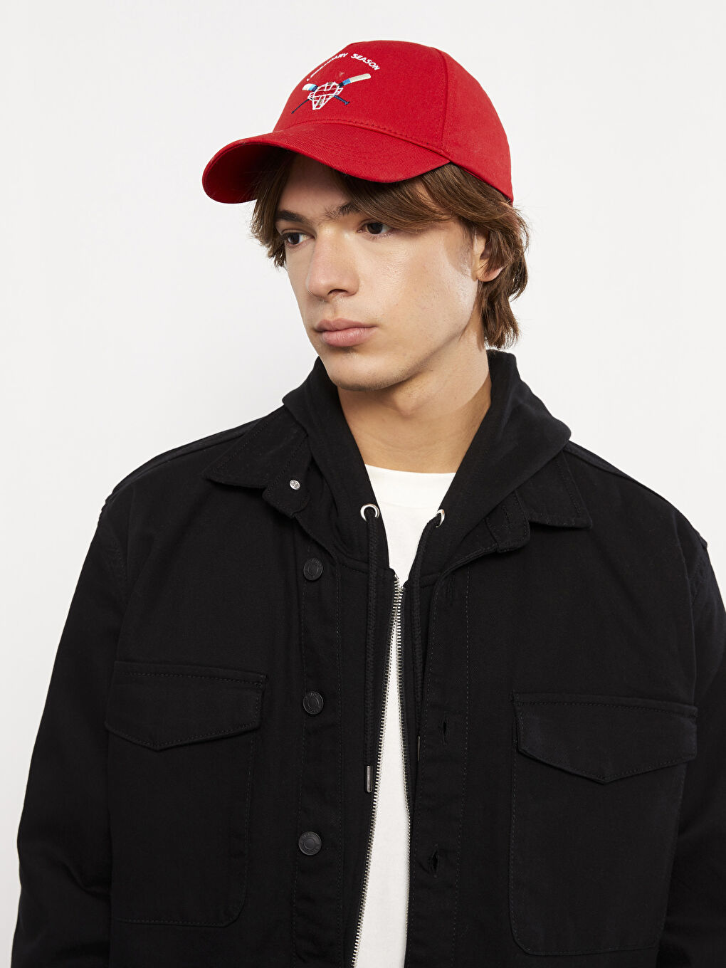 Kırmızı Nakışlı Erkek Kep Şapka-2