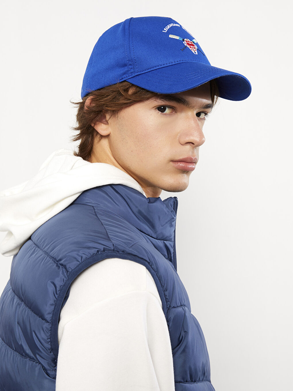 Lacivert Nakışlı Erkek Kep Şapka-1