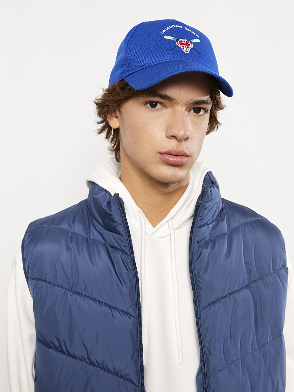 Lacivert Nakışlı Erkek Kep Şapka-2