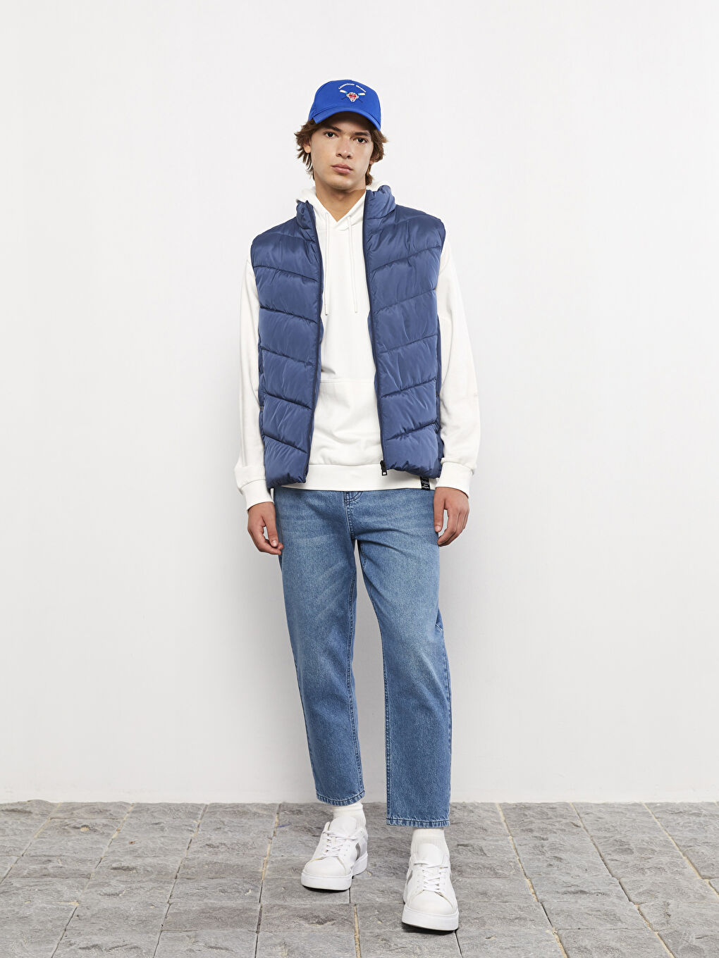 Lacivert Nakışlı Erkek Kep Şapka-3