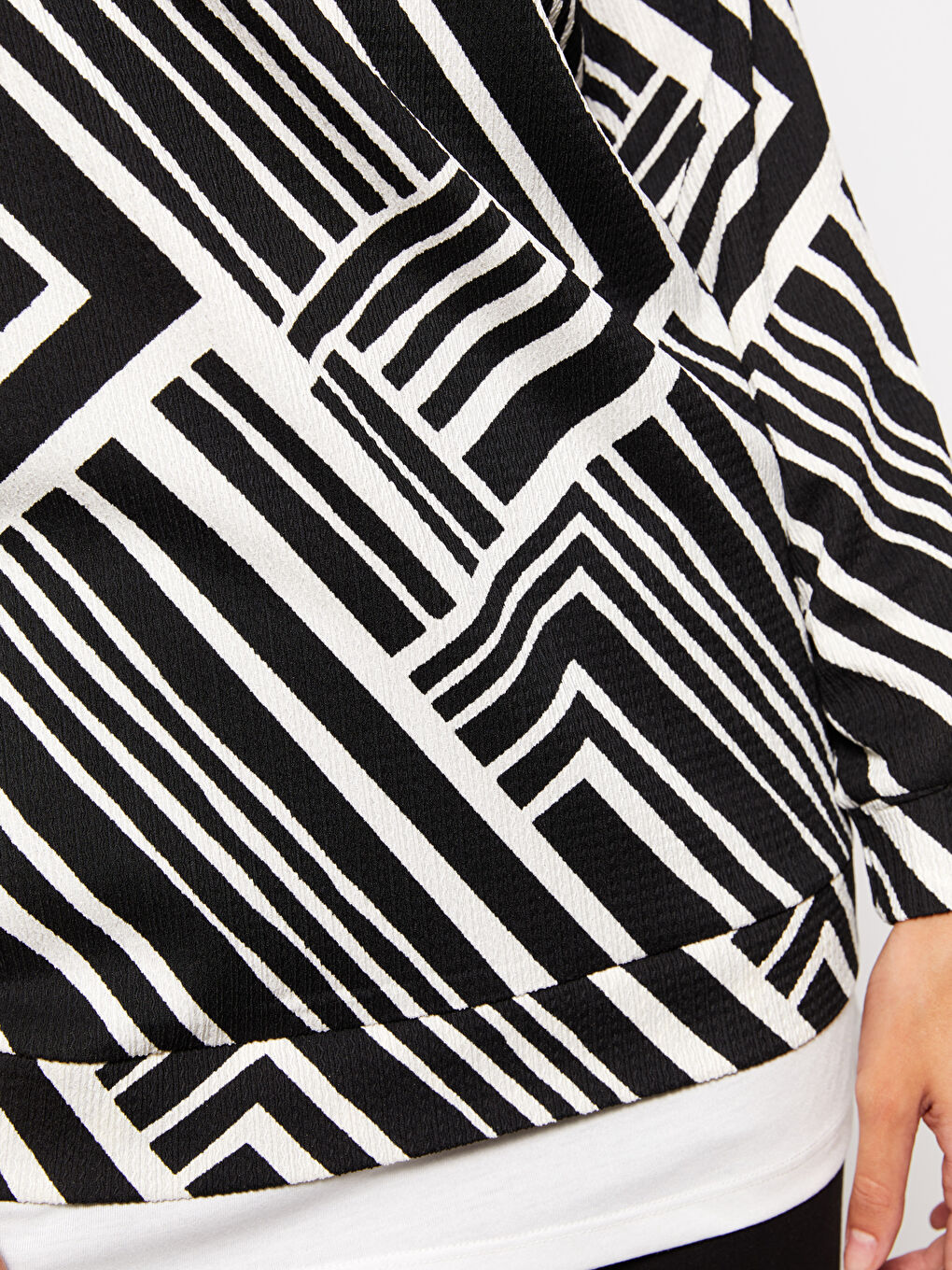 Crew Neck Patterned Long Sleeve Women's Tunic-2