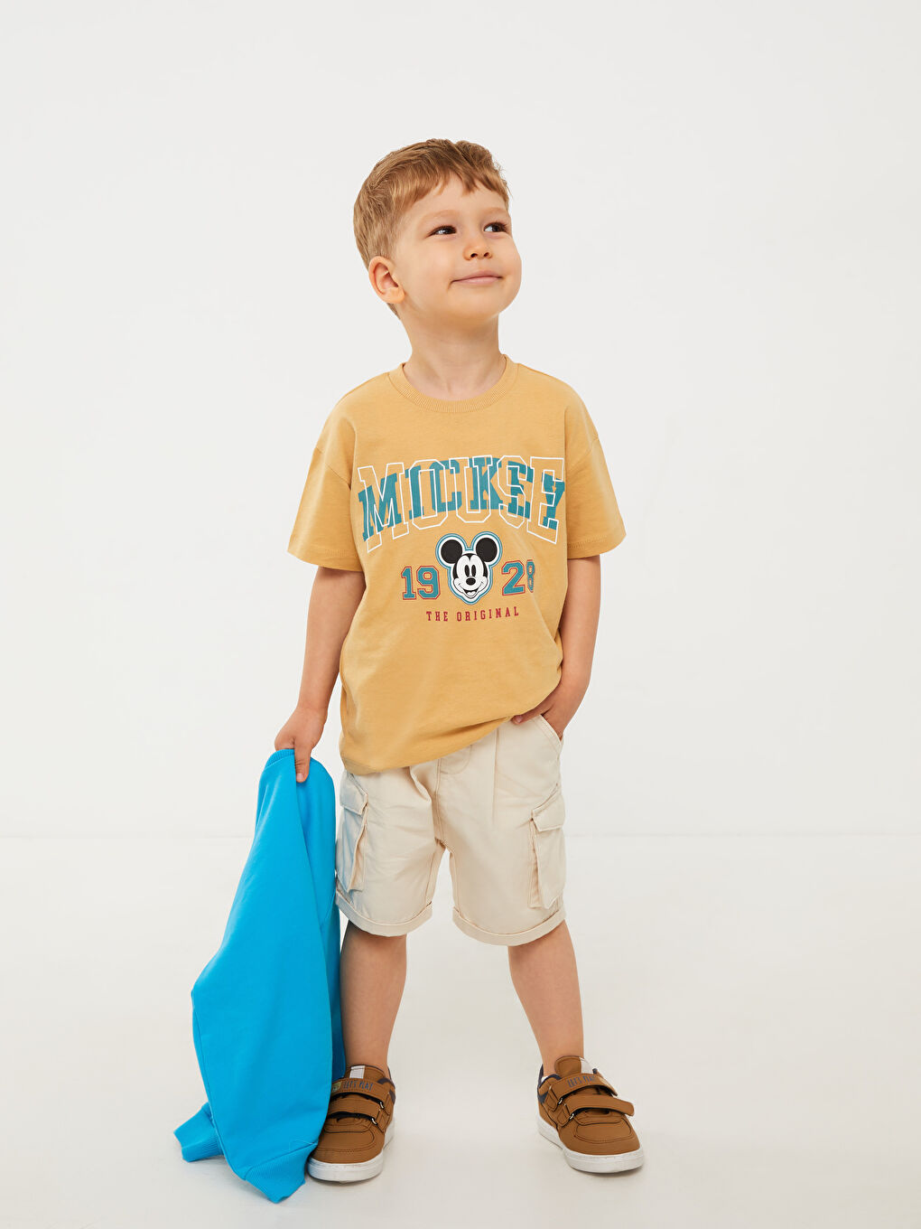 Crew Neck Short Sleeve Mickey Mouse Printed Cotton Baby Boy T-Shirt-1