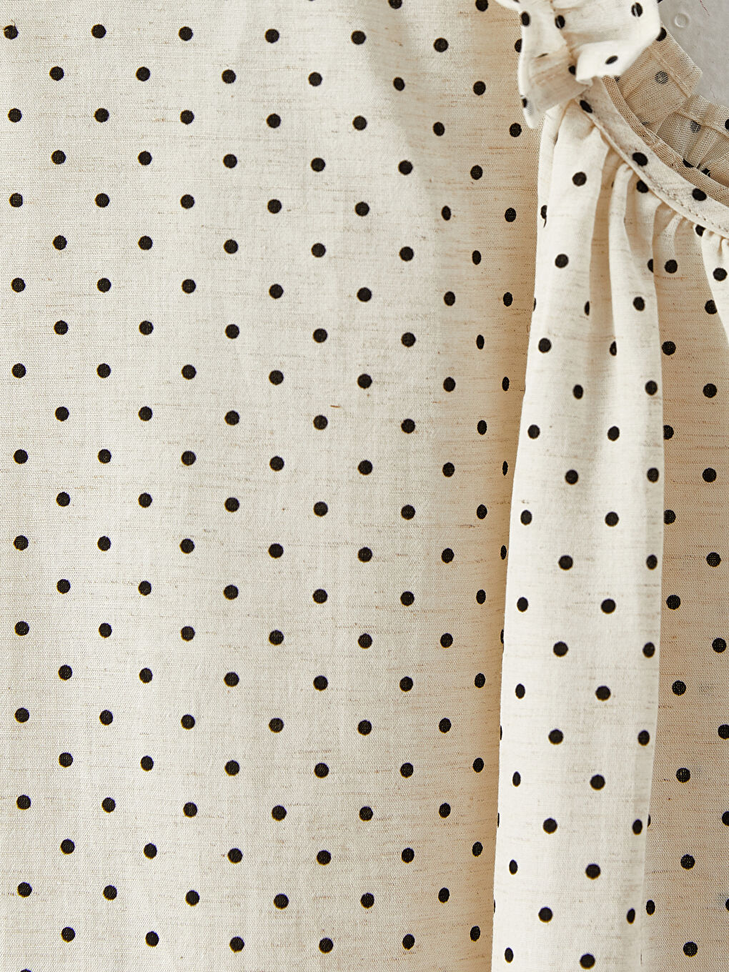 Ekru Bisiklet Yaka Puantiyeli Kız Çocuk Elbise-2