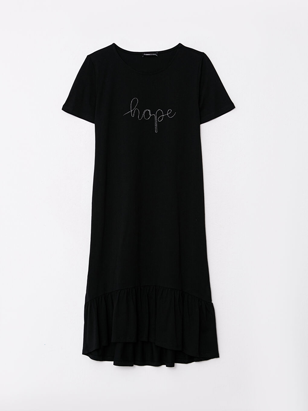 Haljina za Žene od Pamuka sa Okruglim Izrezom, Vezenim Detaljima i Kratkim Rukavima-5