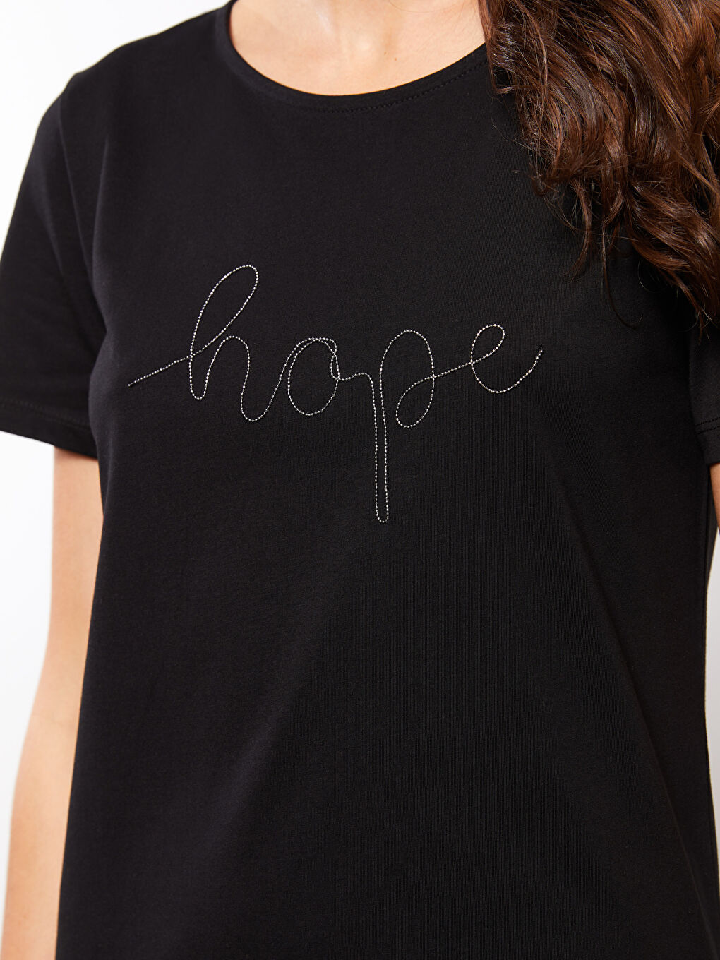 Haljina za Žene od Pamuka sa Okruglim Izrezom, Vezenim Detaljima i Kratkim Rukavima-3