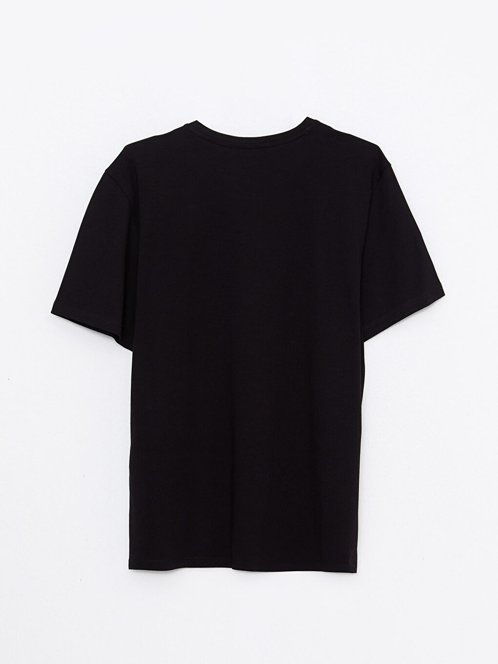 Siyah Bisiklet Yaka Baskılı Kısa Kollu Erkek Tişört-6