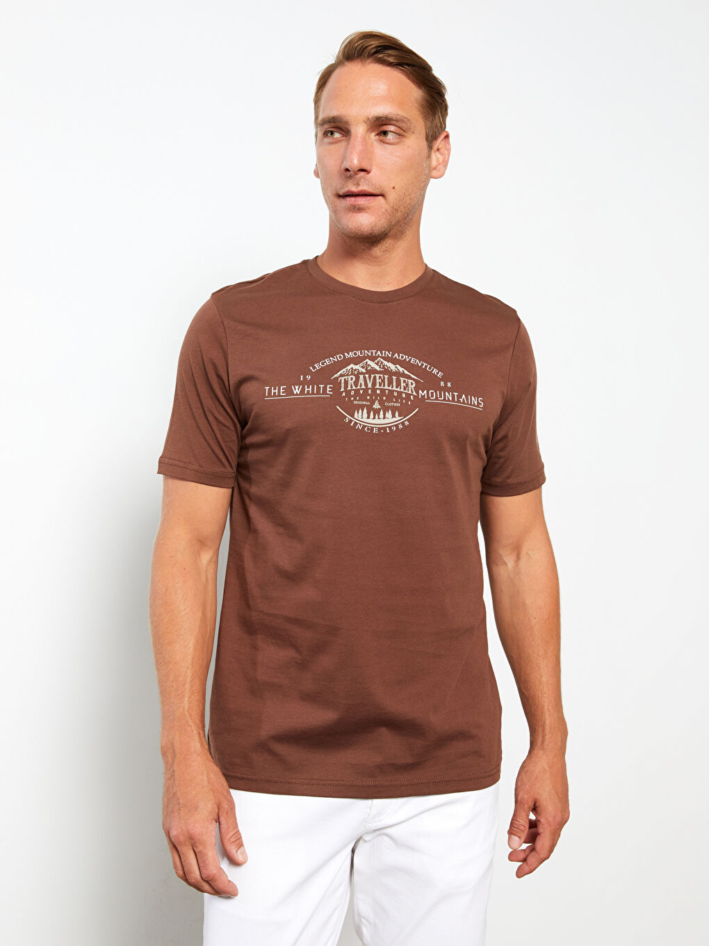 SOUTHBLUE Crew Neck Short Sleeve Printed Combed Cotton Men's T-shirt -S2NE72Z8-HKQ