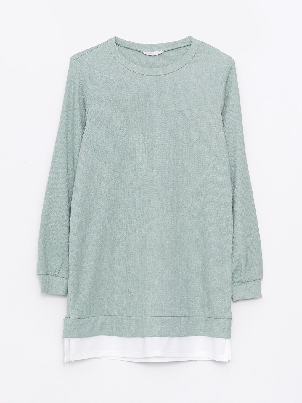 Yeşil Bisiklet Yaka Düz Uzun Kollu Kadın Tunik-5