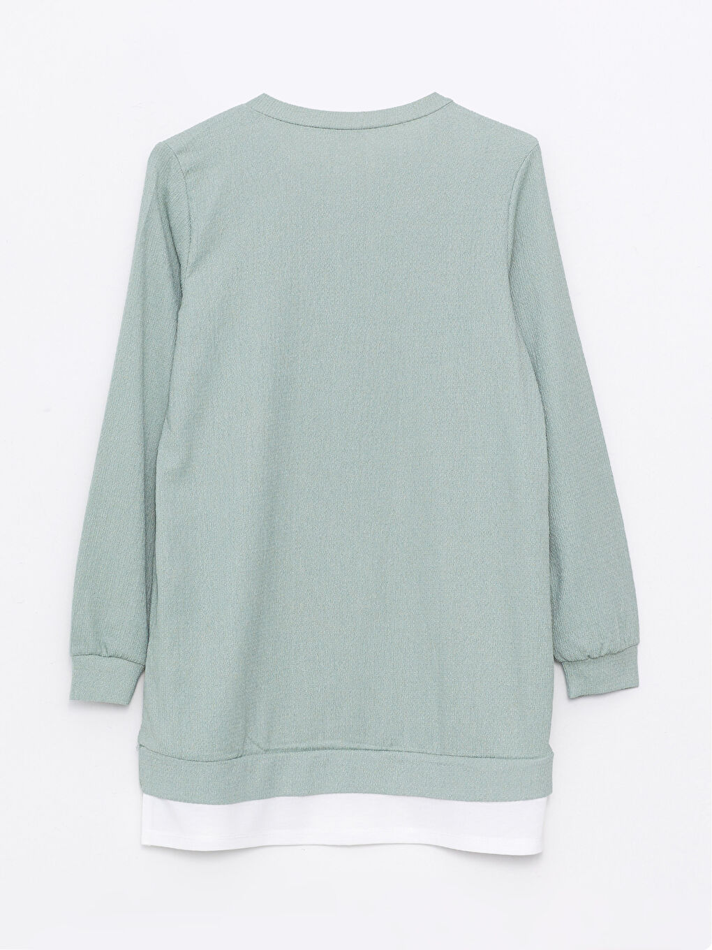 Yeşil Bisiklet Yaka Düz Uzun Kollu Kadın Tunik-6