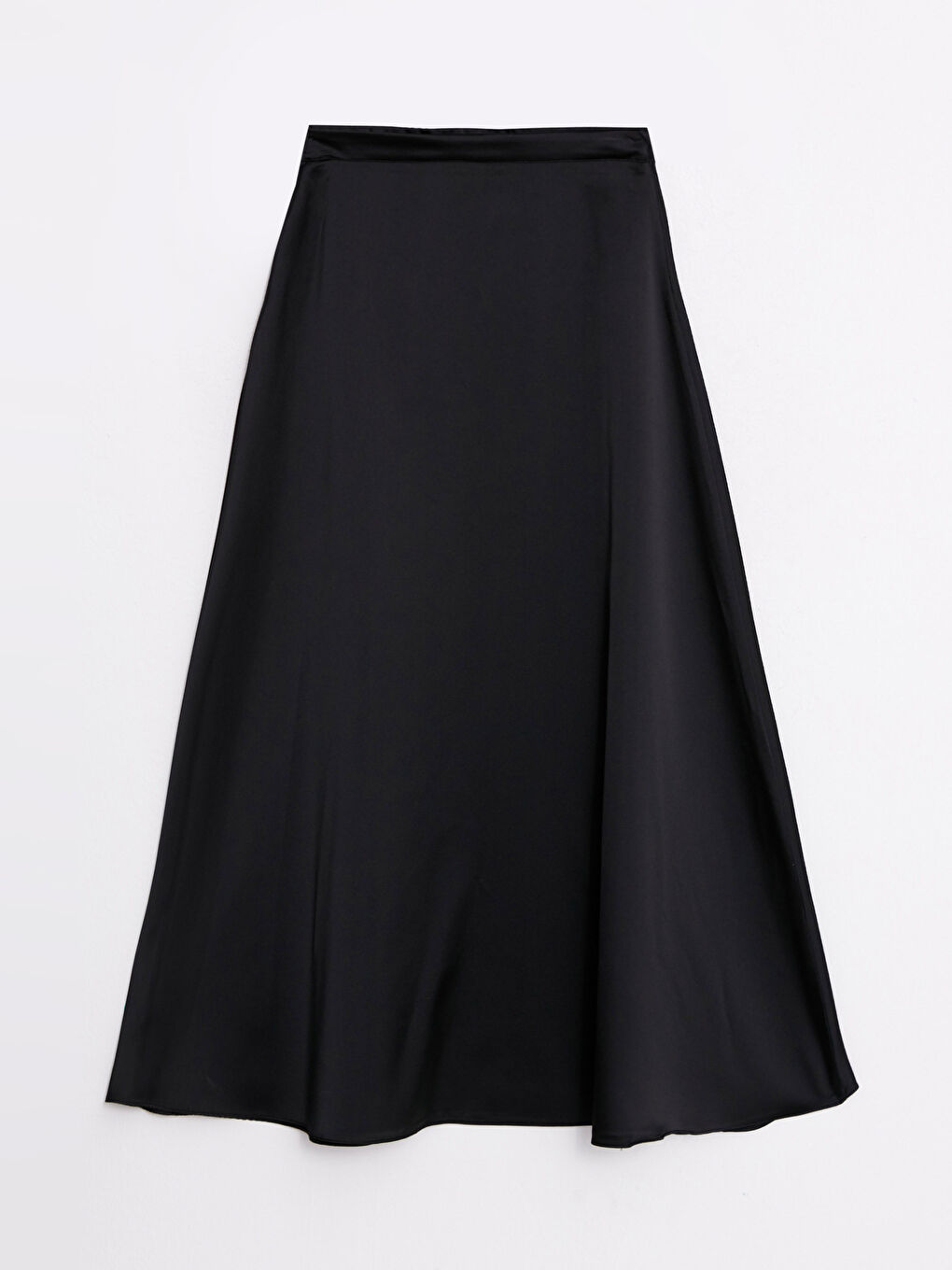 Siyah Kadın A Kesim Düz Abiye Etek-6