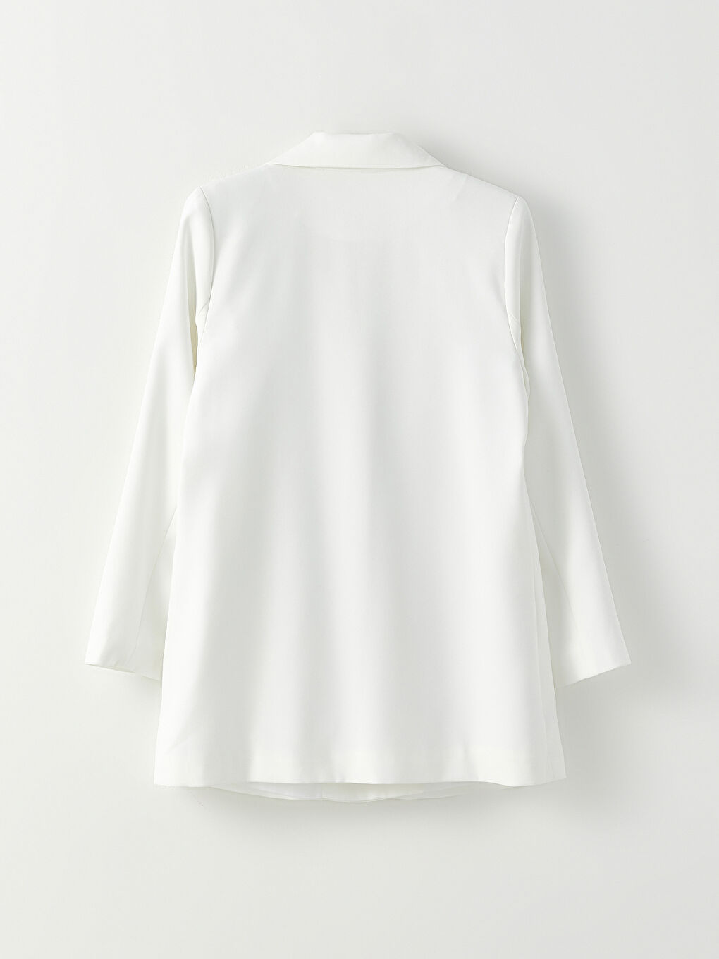 Beyaz Önden Düğme Kapamalı Düz Uzun Kollu Krep Kadın Abiye Ceket-8