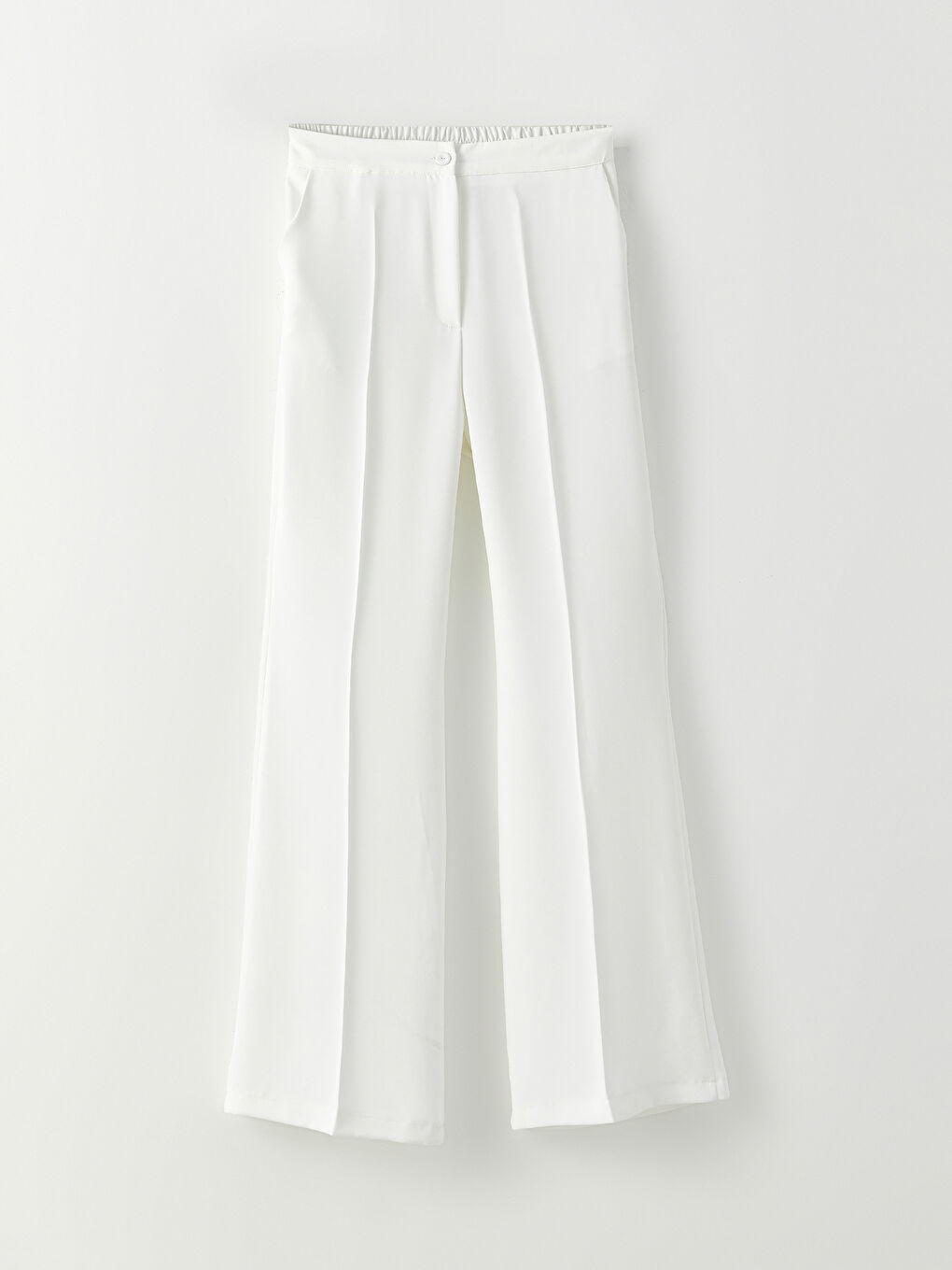 Damen Elastische Taille Standard Passform Schlichte Abendhosen-6