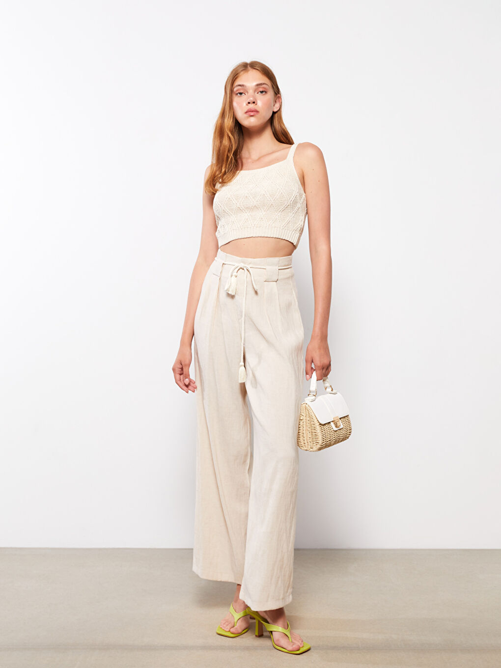 Pantaloni Largi Simpli cu Croială Standard pentru Femei-1