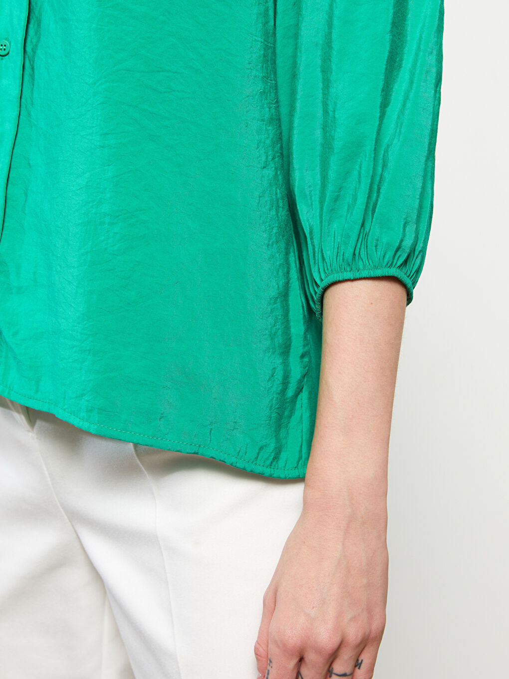 Chemise Unie à Encolure en V pour Femmes-3