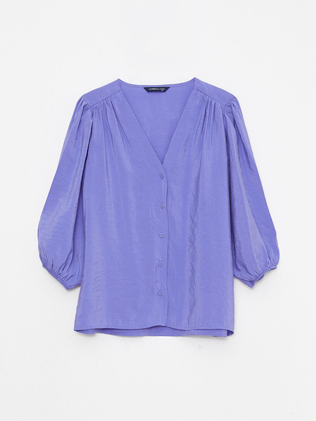 قميص سادة بياقة على شكل حرف V للسيدات-5