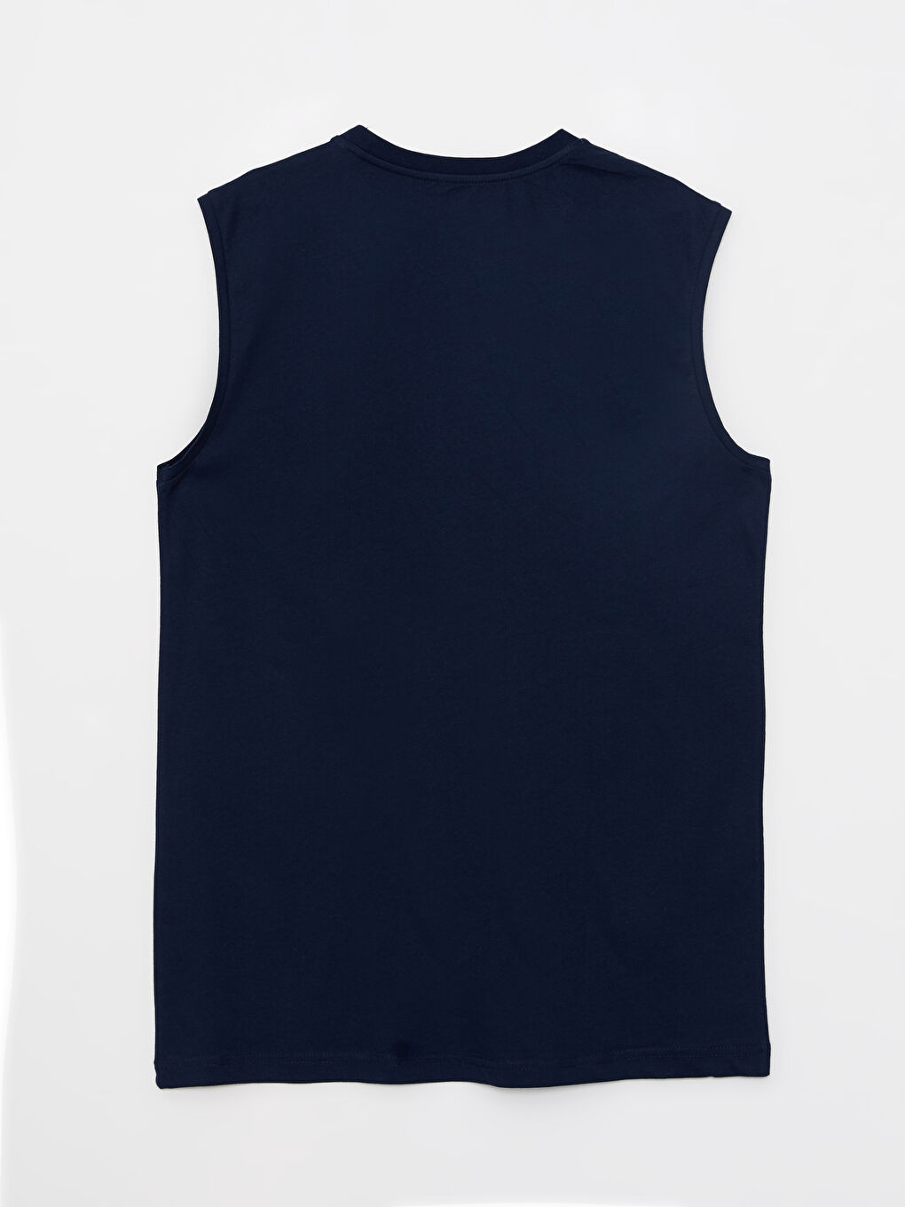 Lacivert Bisiklet Yaka Baskılı Penye Erkek Kolsuz Tişört-6