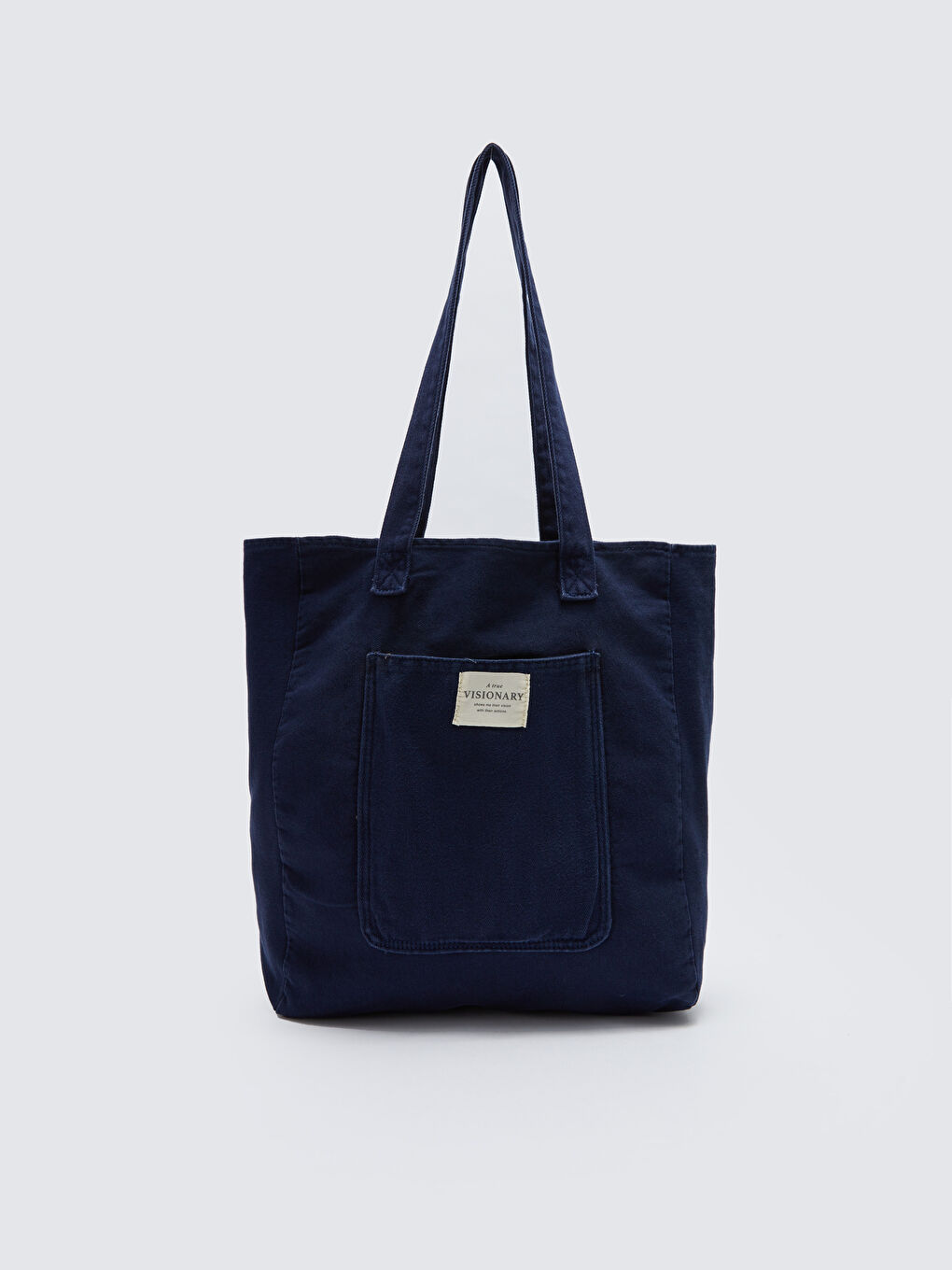 Lacivert Etiket Baskılı Kadın Kol Çantası