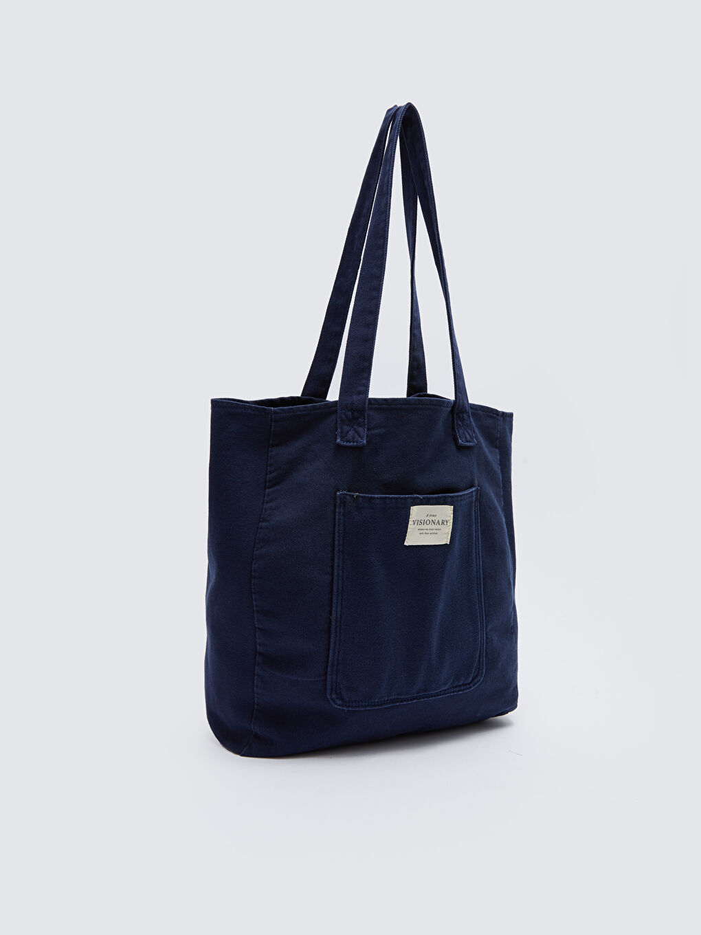 Lacivert Etiket Baskılı Kadın Kol Çantası-1