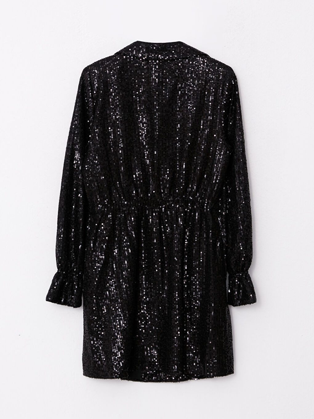 Siyah Önden Düğme Kapamalı Pul Payet İşlemeli Uzun Kollu Kadın Abiye Ceket-6