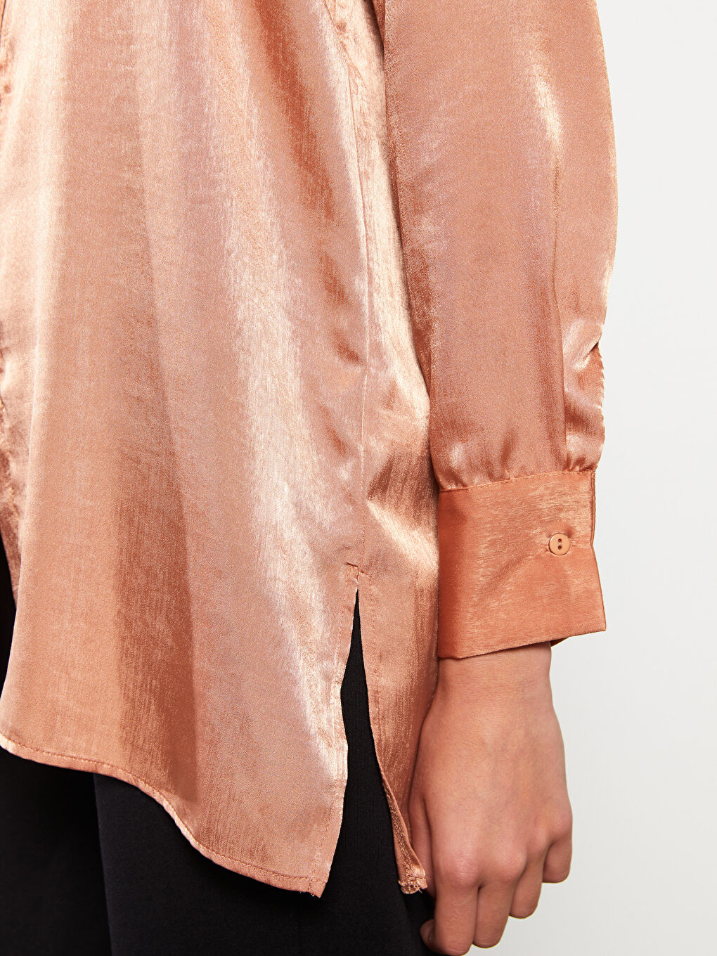 Košulja od satena sa dugim rukavima, dugmadima, za žene-3